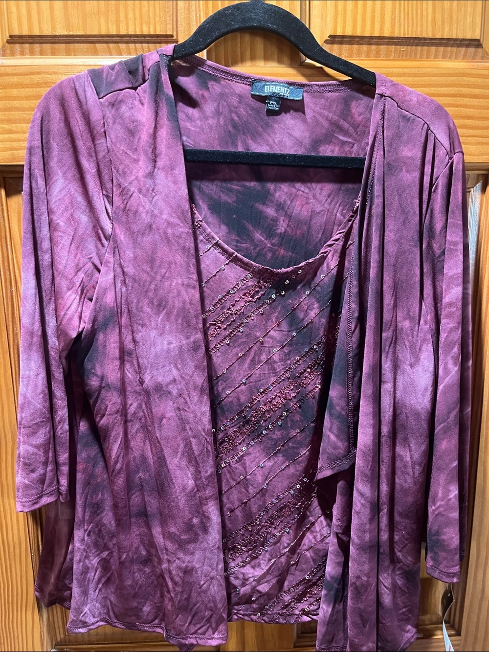 Elementz Women's Purple Layered Beaded Cardigan
